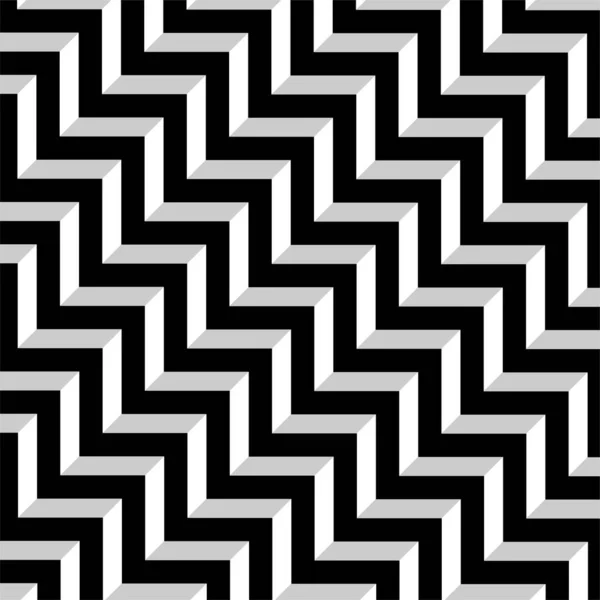 Abstraktes geometrisches Muster mit Streifen. Schwarz-weißer Zickzack-Druck — Stockvektor