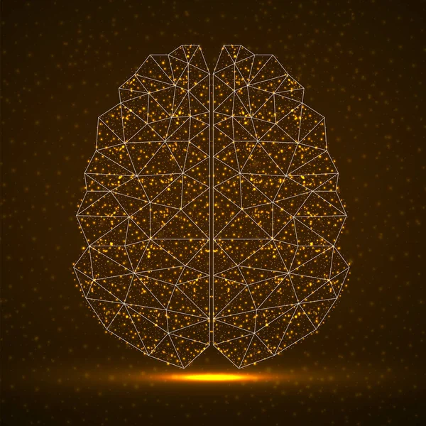 Abstract human brain of glowing particles, technology concept — Stock Vector