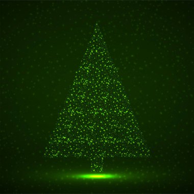 Parlayan parçacıkların soyut noel ağacı, vektör