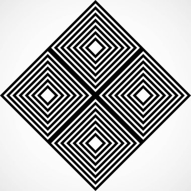 Çizgilerle soyut kare, geometrik şekil. Vektör tasarım ögeleri