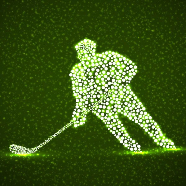 Abstracte silhouet hockeyspeler met hockeystick. Vectorillustratie — Stockvector