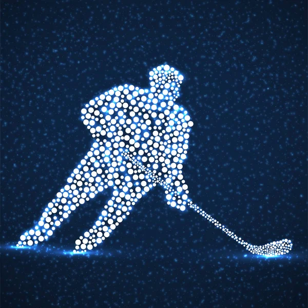 Abstraktní silueta hokejista s hokejkou. Vektorová ilustrace — Stockový vektor