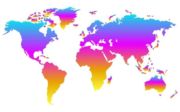 Kleurrijke gradiënt wereldkaart geïsoleerd op witte achtergrond, vlakke aarde. Vectorillustratie — Stockvector