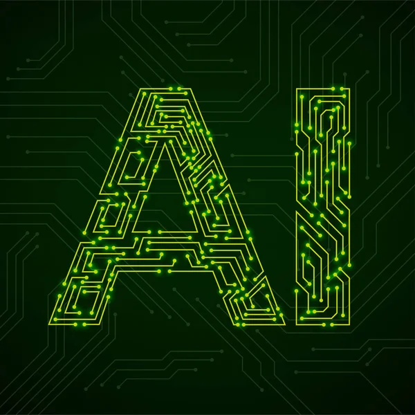 Artificial Intelligence with circuit board. Abstract technology concept — 스톡 벡터