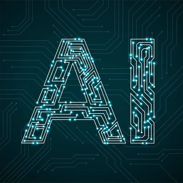 Inteligencia artificial con placa de circuito. Concepto de tecnología abstracta — Archivo Imágenes Vectoriales