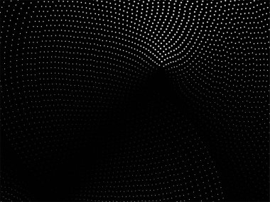 Soyut noktalı arkaplan. Radyal siyah yarım ton deseni. Vektör illüstrasyonu