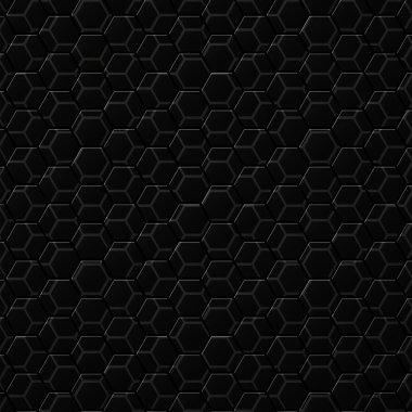 Altılı siyah arkaplan, bal peteği desenli. Vektör illüstrasyonu