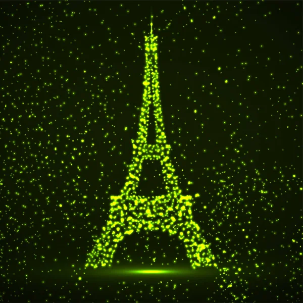 Abstract Eiffel Tower of glowing particles. Vector illustration — 스톡 벡터