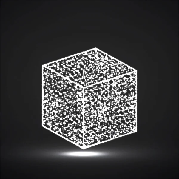 Абстрактний куб зі світяться частинками. Геометрична світлова форма — стоковий вектор