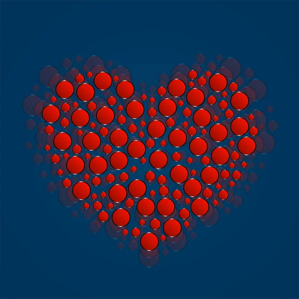 Corazón abstracto de círculos rojos. Símbolo de San Valentín — Vector de stock