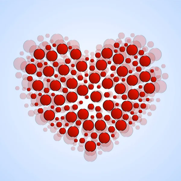Abstraktní srdce červených kruhů. Valentýnský symbol — Stockový vektor