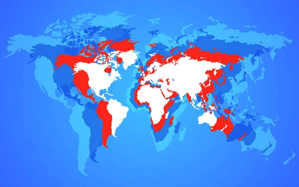 Abstrakt världskarta isolerad på blå bakgrund. Vektorillustration — Stock vektor