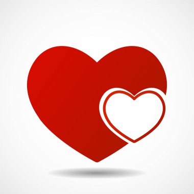 Beyaz arka planda izole edilmiş büyük kırmızı Valentine kalbi. Vektör simgesi