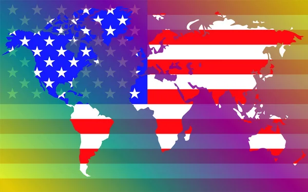 Карта мира с флагом Соединенных Штатов Америки. Векторная иллюстрация — стоковый вектор