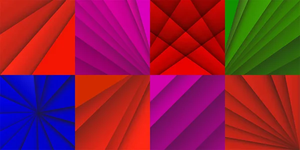 Set of abstract vector backgrounds with overlap red lines. Vector Illustration — 스톡 벡터