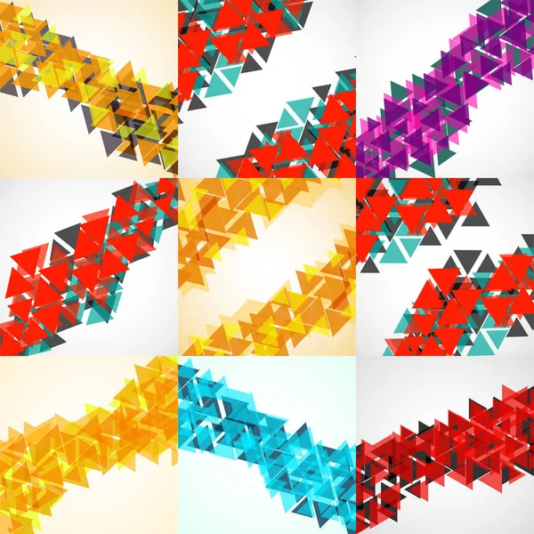 Zusammenstellung abstrakter geometrischer Hintergründe mit Dreiecken. modernen Stil. Vektorillustration — Stockvektor