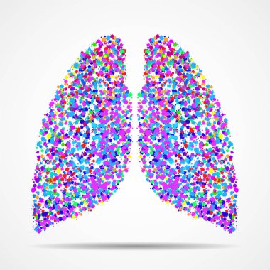 Abstract human lung of colorful ink splashes, grunge splatters. Vector illustration clipart