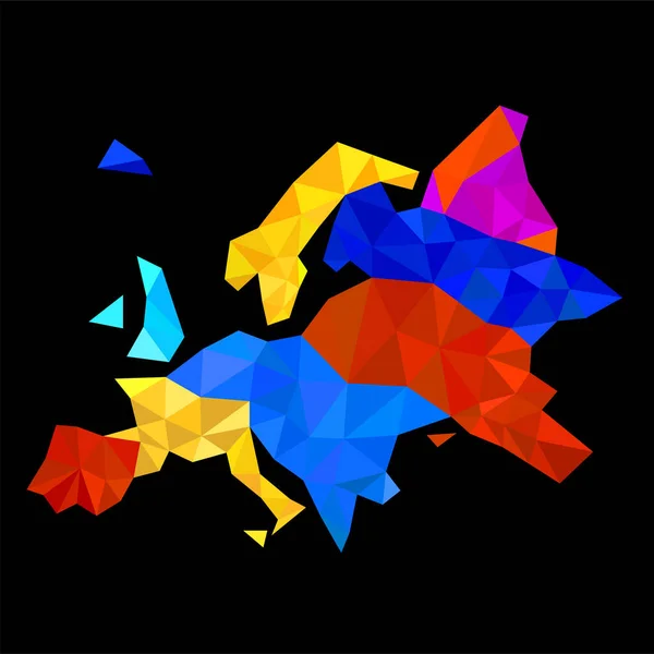 Abstracto mapa de Europa en estilo geométrico poligonal. Ilustración vectorial colorida — Vector de stock
