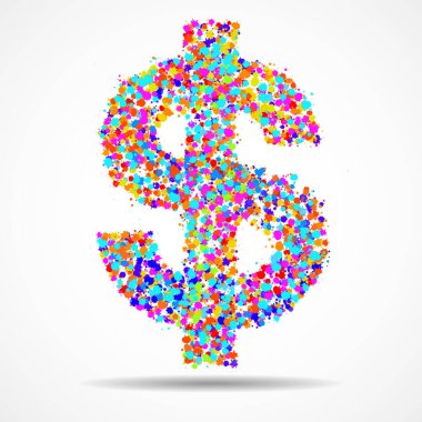 Soyut dolar işareti renkli mürekkep sıçramaları, grunge sıçramaları.