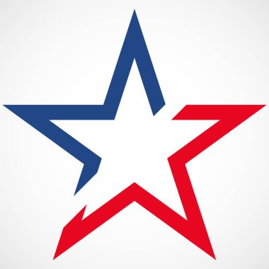 Yıldız şeklinde Amerikan bayrağı. Amerikan yıldızı. Vektör illüstrasyonu