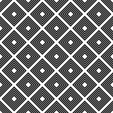 Eşkenar dörtgenli vektör geometrik kusursuz desen. Siyah ve beyaz soyut model arkaplanı