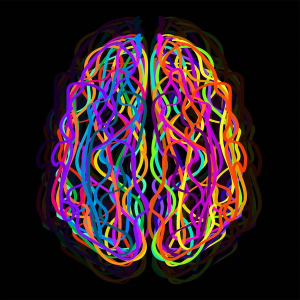 Abstrakcyjny Ludzki Mózg Kolorowymi Paskami Liniami Ilustracja Wektora — Wektor stockowy