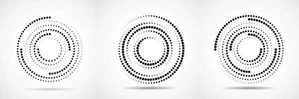 Set Abstract Dotted Circles Dots Circular Form Vector Design Element — Stock Vector