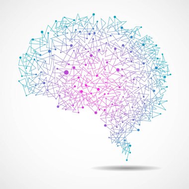 Noktalardan ve çizgilerden oluşan soyut insan beyni, çokgen yapı