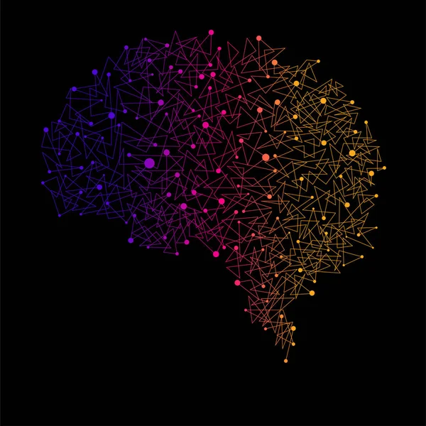 Abstrakcyjny Ludzki Mózg Kropek Linii Struktura Wielokątna — Wektor stockowy