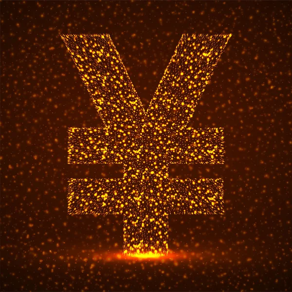 Abstrakt Tecken Yuan Glödande Partiklar Neon Finansiell Symbol Isolerad Vektor — Stock vektor