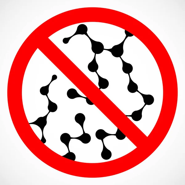Molecule Structure Red Prohibit Dangerous Virus — Stock Vector