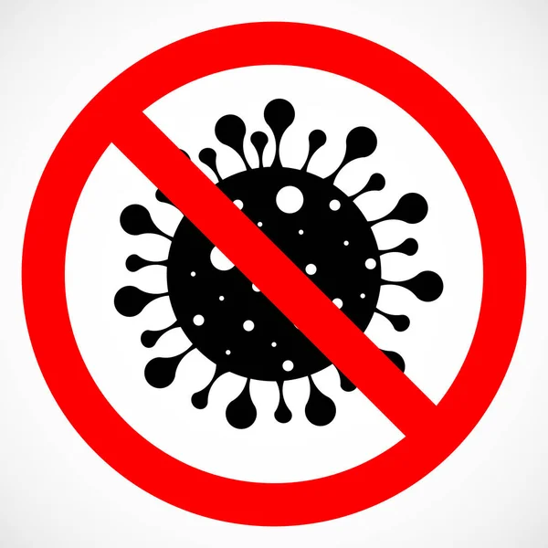 Coronavirus Icon Red Prohibit Sign Dangerous Coronavirus Cell Isolated Vector — Stock Vector