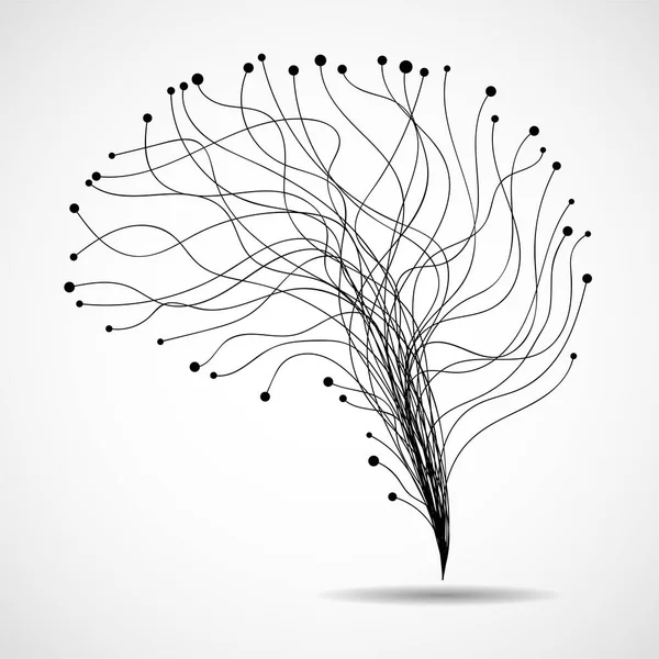 Renkli çizgilerden oluşan soyut insan beyni. Vektör illüstrasyonu