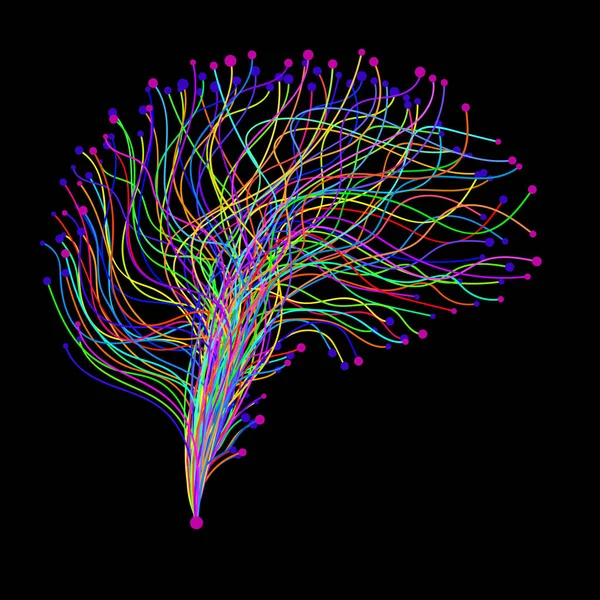 Abstrakcyjny Ludzki Mózg Kolorowych Liniach Ilustracja Wektora — Wektor stockowy