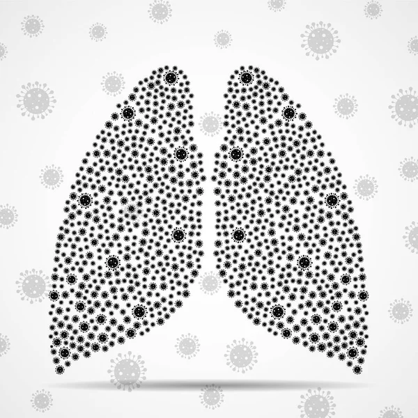 Pulmón Humano Con Moléculas Coronavirus Coronavirus 2019 Ncov Nueva Epidemia — Vector de stock