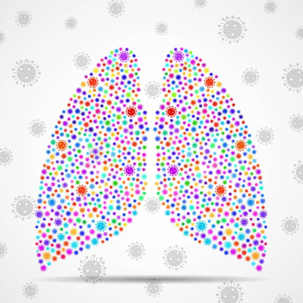 Pulmón Humano Con Moléculas Coronavirus Coronavirus 2019 Ncov Nueva Epidemia — Vector de stock