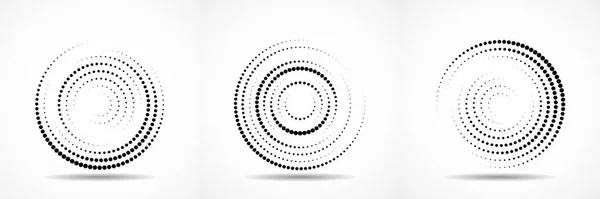 Conjunto Círculos Puntos Abstractos Puntos Medio Tono Forma Circular Logotipo — Vector de stock