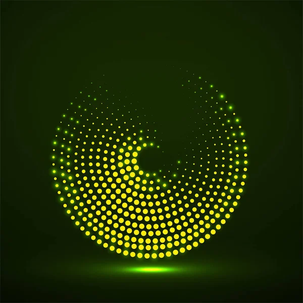 Abstrakt Neon Prickade Cirklar Glödande Prickar Halvcirkel Vektorlogotyp — Stock vektor