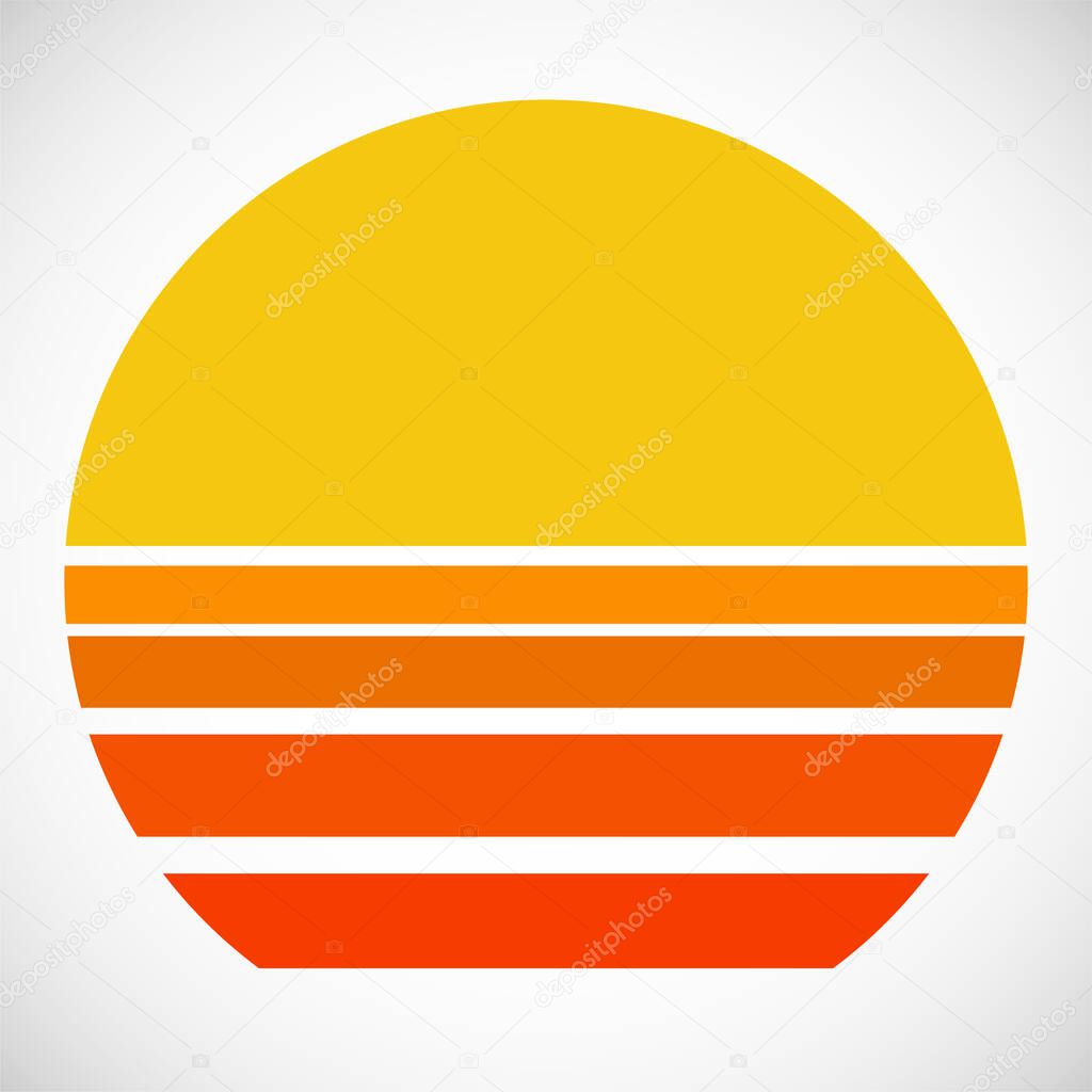 Abstract sunset logo, retro background. Vector illustration