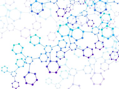 Soyut moleküler yapı, bilimsel geometrik arkaplan. Teknoloji altıgen yapısı. Vektör illüstrasyonu