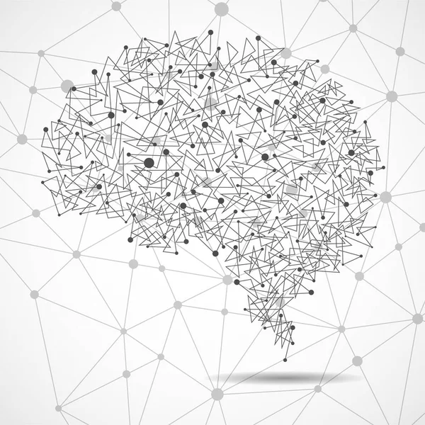Анотація Людського Мозку Крапок Ліній Полігональна Структура Векторні Ілюстрації Eps — стоковий вектор
