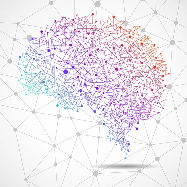 Αφηρημένος Ανθρώπινος Εγκέφαλος Κουκίδων Και Γραμμών Πολυγωνική Δομή Διανυσματική Απεικόνιση — Διανυσματικό Αρχείο