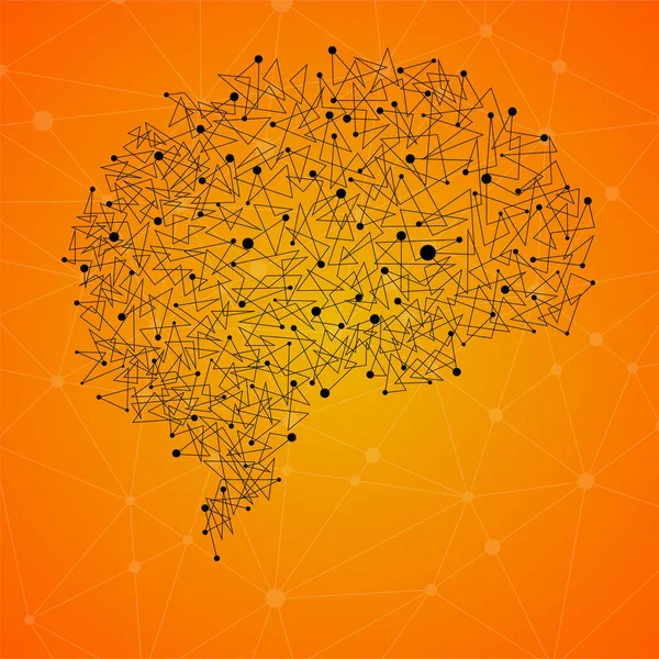 Αφηρημένος Ανθρώπινος Εγκέφαλος Κουκίδων Και Γραμμών Πολυγωνική Δομή Διανυσματική Απεικόνιση — Διανυσματικό Αρχείο