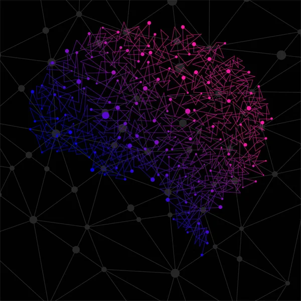 Abstrakcyjny Ludzki Mózg Kropek Linii Struktura Wielokątna Ilustracja Wektorowa Eps — Wektor stockowy