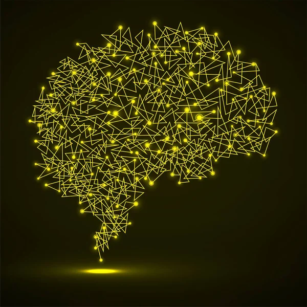 Abstrakcyjny Ludzki Mózg Świecących Kropek Linii Struktura Wielokątna Ilustracja Wektorowa — Wektor stockowy
