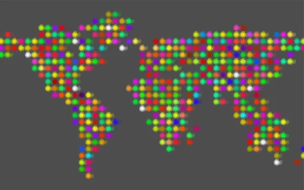 カラフルな円でベクトル世界地図のイラスト — ストックベクタ