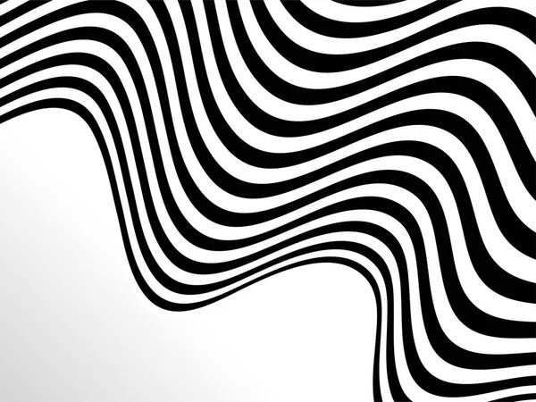Siyah Beyaz Çizgili Fütürist Dalgalı Soyut Bir Arka Plan Geometrik — Stok Vektör