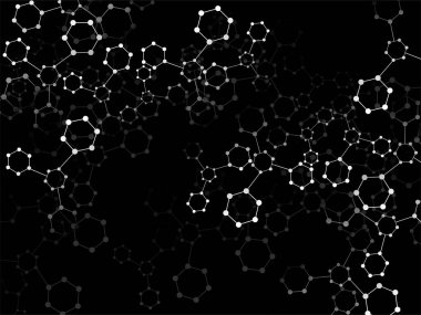 Soyut moleküler yapı, bilimsel geometrik arkaplan. Teknoloji altıgen yapısı. Vektör illüstrasyonu