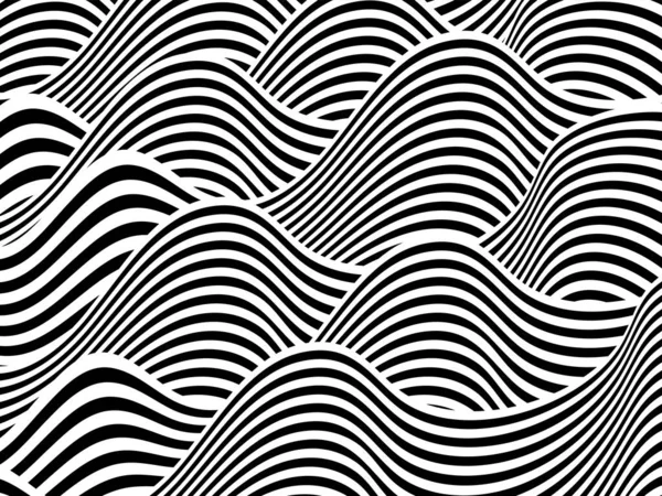 Fondo Abstracto Con Rayas Blanco Negro Ondas Futuristas Patrón Geométrico — Vector de stock