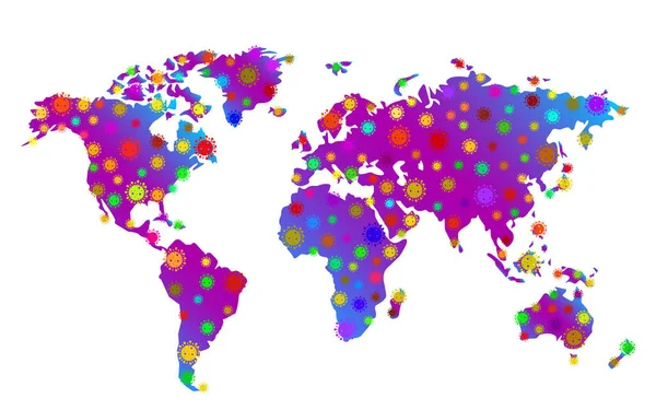 Mapa Světa Coronaviru Koronavirová Pandemie 2019 Ncov Vektorová Ilustrace — Stockový vektor